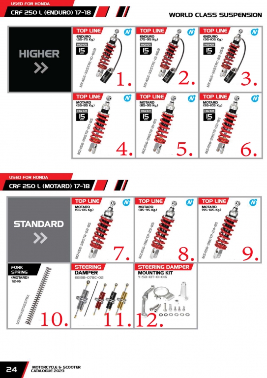 โช๊ค YSS USED FOR HONDA  CRF-250