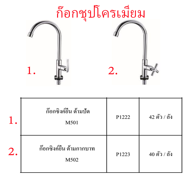 ก๊อกซิงค์ยืนชุบโครเมี่ยม มี2แบบ ราคาขายต่อลัง สินค้าได้ตามรูป