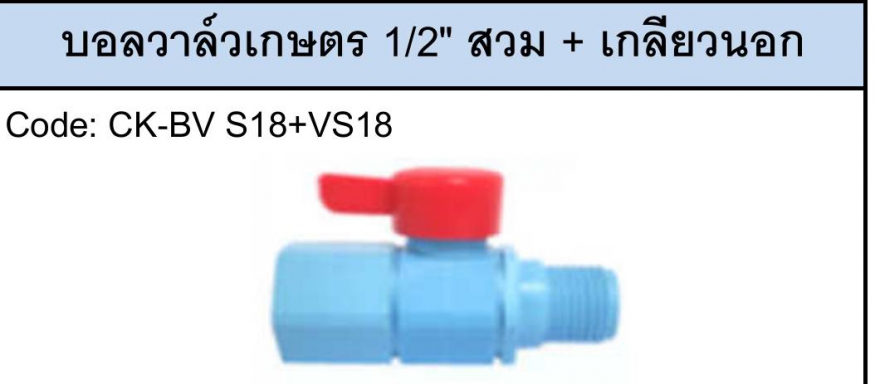 บอลวาล์ว สวม+เกลียวนอก 1/2 ราคาต่อ 1กล่อง