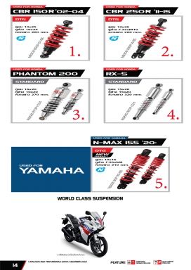 โช๊ค YSS USED FOR  CBR 150R 02-04 /  CBR 250R 11-15 / PHANTOM 200 / RX-S / N-MAX 155 20