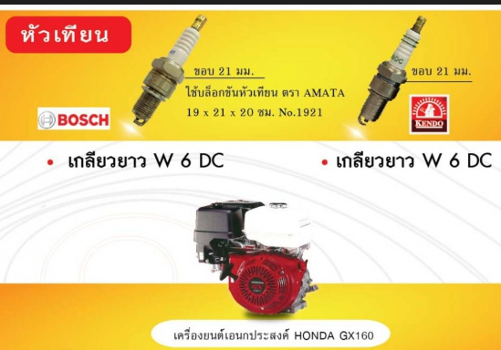 หัวเเทียน เตรื่องยนต์ 5.5 6.5