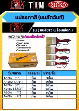 แปรงทาสี ขนสัตว์แท้ รุ่นขนสีขาว พร้อมเชือก ราคาต่อ 1 โหล