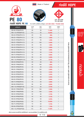 ท่อ PE HDPE ตราไชโยนิ้วเพรช รายละเอียดสินค้าตามรูปภาพ