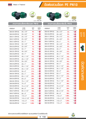 ข้อต่อสวมล็อก PE PN10 รายละเอียดสินค้าตามรูปภาพ