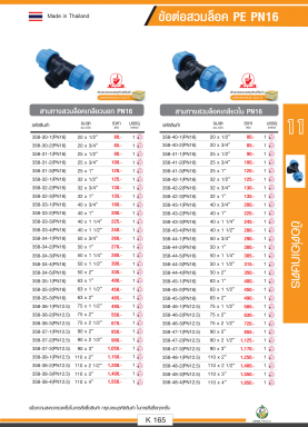 ข้อต่อสวมล็อก PE PN16 รายละเอียดสินค้าตามรูปภาพ