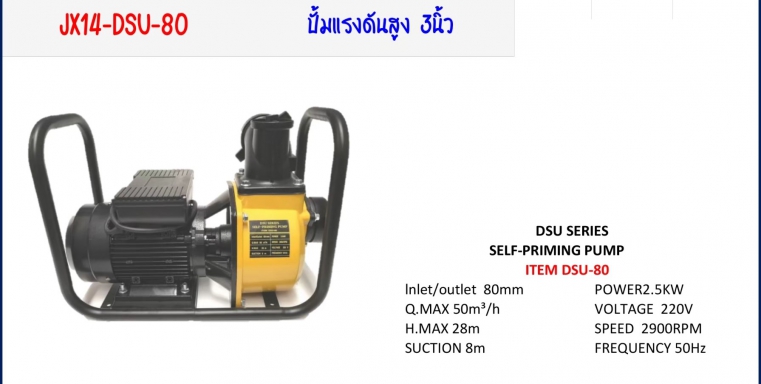 ปั๊มแรงดันสูง 3 นิ้ว Model JX14-DSU-80 รายละเอียดสินค้าตามภาพ