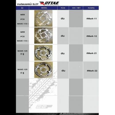 จานดิสเบรคหน้า SLOT รุน MSX PCX WAVE-110i WAVE-125 4 รู ROTTAE