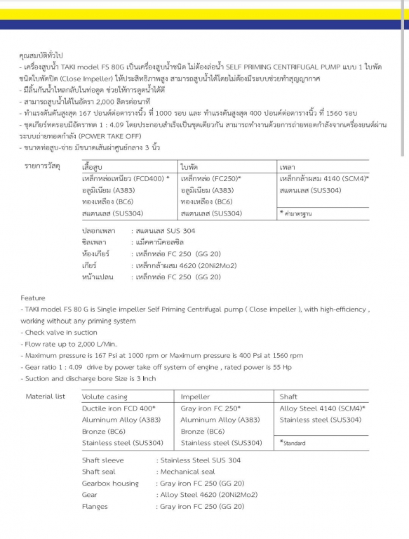 ปั๊มSelf priming TAKI FS80G และอะไหล่1